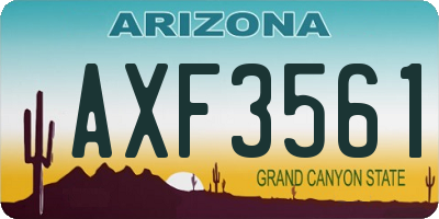 AZ license plate AXF3561