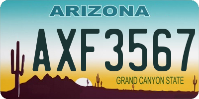 AZ license plate AXF3567