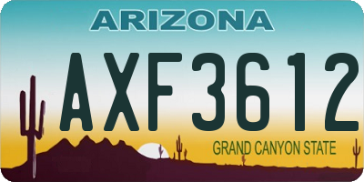 AZ license plate AXF3612