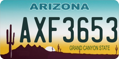 AZ license plate AXF3653