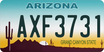 AZ license plate AXF3731