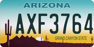 AZ license plate AXF3764