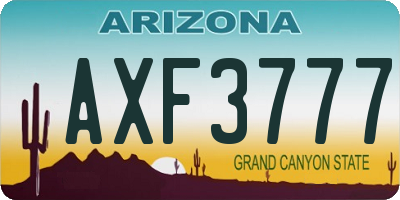 AZ license plate AXF3777