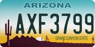AZ license plate AXF3799