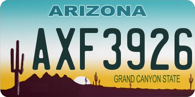 AZ license plate AXF3926