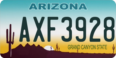 AZ license plate AXF3928