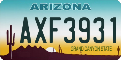 AZ license plate AXF3931