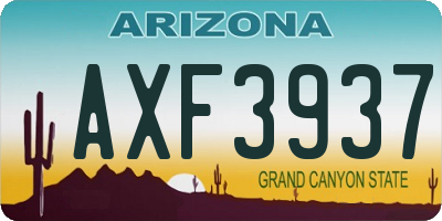 AZ license plate AXF3937