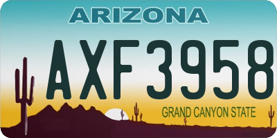 AZ license plate AXF3958