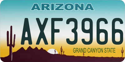 AZ license plate AXF3966