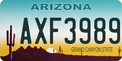AZ license plate AXF3989