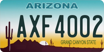 AZ license plate AXF4002