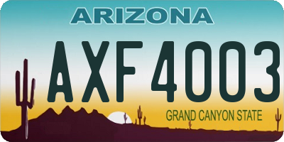 AZ license plate AXF4003