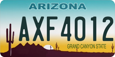 AZ license plate AXF4012