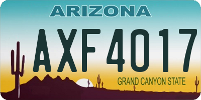 AZ license plate AXF4017