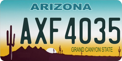 AZ license plate AXF4035