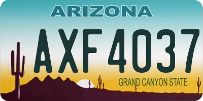 AZ license plate AXF4037