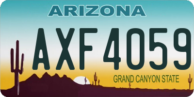 AZ license plate AXF4059