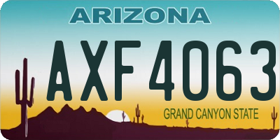 AZ license plate AXF4063