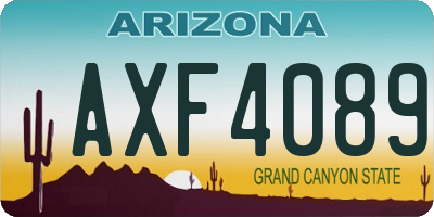 AZ license plate AXF4089