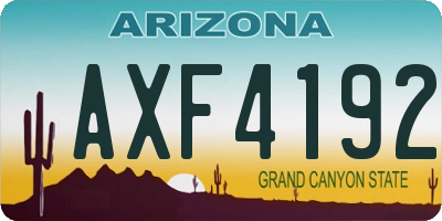 AZ license plate AXF4192