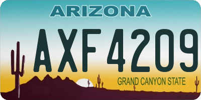 AZ license plate AXF4209