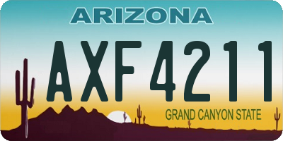 AZ license plate AXF4211