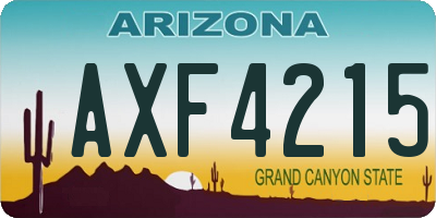 AZ license plate AXF4215