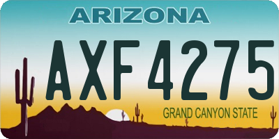 AZ license plate AXF4275