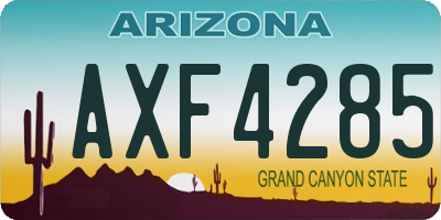 AZ license plate AXF4285