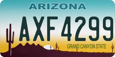 AZ license plate AXF4299