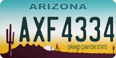 AZ license plate AXF4334