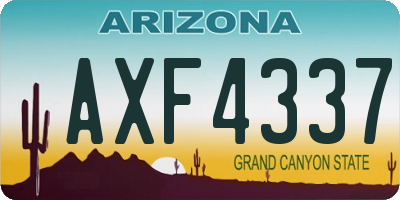 AZ license plate AXF4337