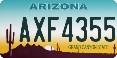 AZ license plate AXF4355