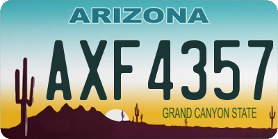 AZ license plate AXF4357
