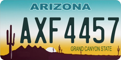 AZ license plate AXF4457