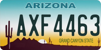 AZ license plate AXF4463