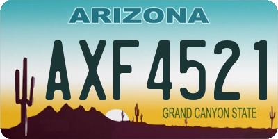 AZ license plate AXF4521
