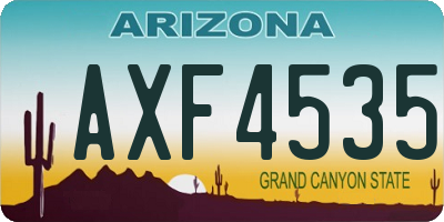 AZ license plate AXF4535