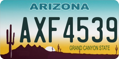 AZ license plate AXF4539