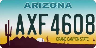 AZ license plate AXF4608