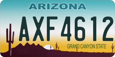 AZ license plate AXF4612