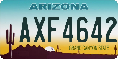 AZ license plate AXF4642