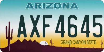 AZ license plate AXF4645