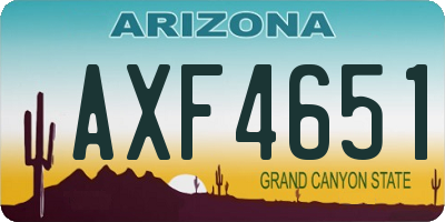 AZ license plate AXF4651