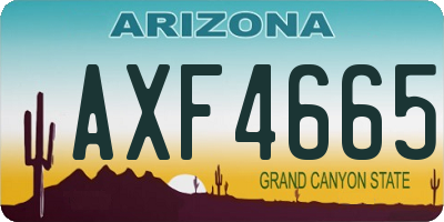 AZ license plate AXF4665