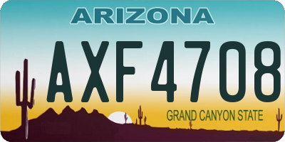 AZ license plate AXF4708