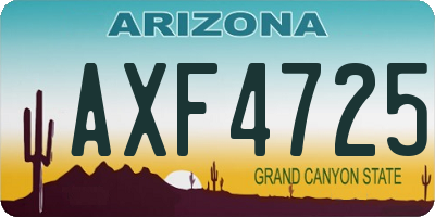 AZ license plate AXF4725