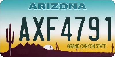 AZ license plate AXF4791