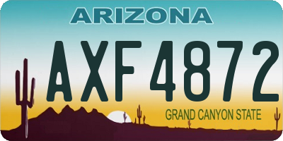 AZ license plate AXF4872